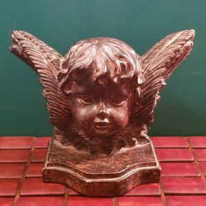 Vintage Winged Cherub Heavy Plaster Decorative Bookend 8"x6"x3.5"